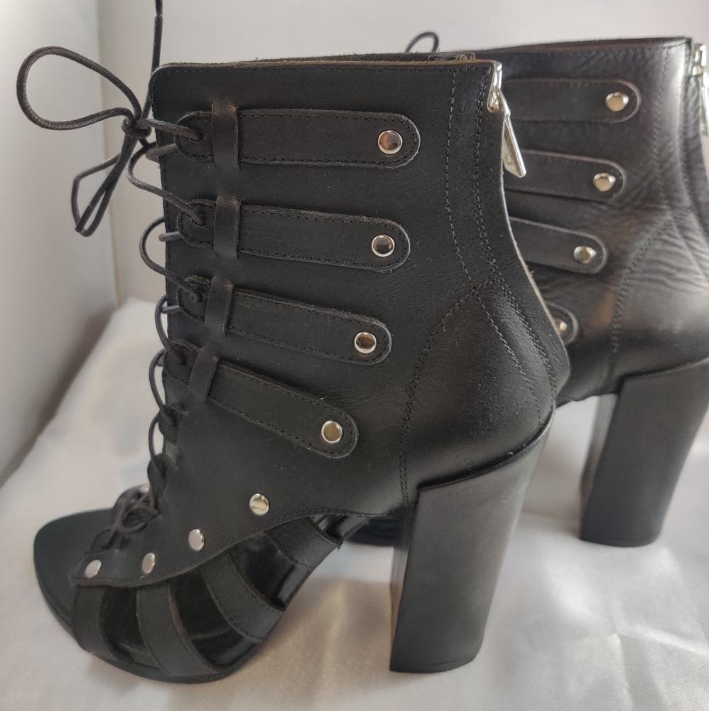 Proenza Schouler Black Leather Lace up Booties - Picture 2 of 6